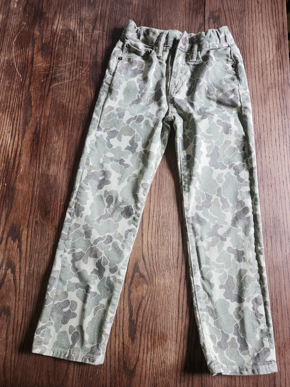 Camo Print Pants with Elastic Waist